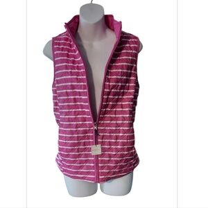NWT Croft & Barrow Pink and White Stripe Quilted Vest ~sz XSmall